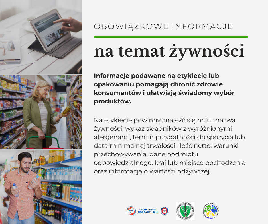grafika - obowiązkowe informacje na temat żywności